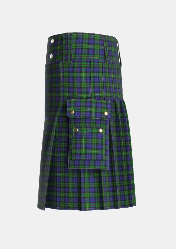 Utility_MacEwen_Clans_Originaux_Tartan_6304_kilt_left_image_with_pleated_design_and_adjustable_buckles_for_men