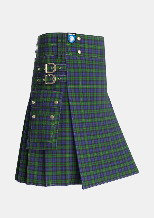 Utility_MacEwen_Clans_Originaux_Tartan_6304_kilt_side_image_with_pleated_design_and_adjustable_buckles_for_men