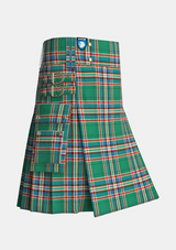 Utility_MacFarlane_Hunting_Ancient_Tartan_kilt_side_image_with_pleated_design_and_adjustable_buckles_for_men