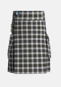 Utility_MacFie_of_Colonsay_Dress_Tartan_3369_kilt_front_image_with_pleated_design_and_adjustable_buckles_for_men