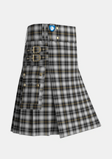 Utility_MacFie_of_Colonsay_Dress_Tartan_3369_kilt_side_image_with_pleated_design_and_adjustable_buckles_for_men