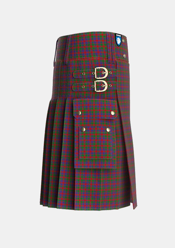 Utility_MacGowan_Tartan_5681_kilt_right_image_with_pleated_design_and_adjustable_buckles_for_men