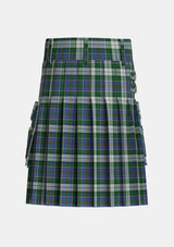 Utility_MacInnes_Dress_Tartan_923_kilt_back_image_with_pleated_design_and_adjustable_buckles_for_men