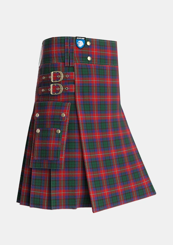 Utility_MacInroy_Rattray_Tartan_3399_kilt_side_image_with_pleated_design_and_adjustable_buckles_for_men