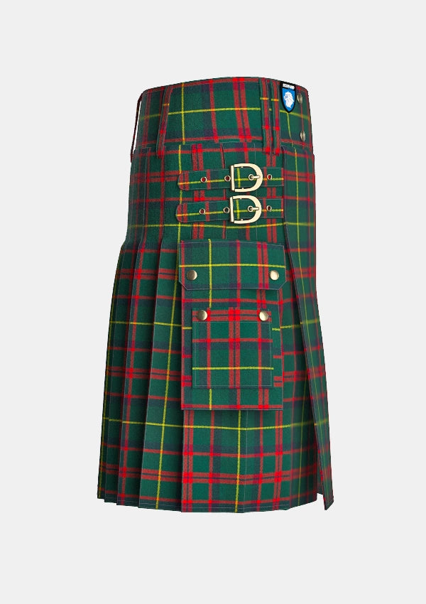 Utility_MacIntosh_Hunting_Modern_Tartan_kilt_right_image_with_pleated_design_and_adjustable_buckles_for_men
