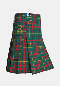 Utility_MacIntosh_Hunting_Modern_Tartan_kilt_side_image_with_pleated_design_and_adjustable_buckles_for_men