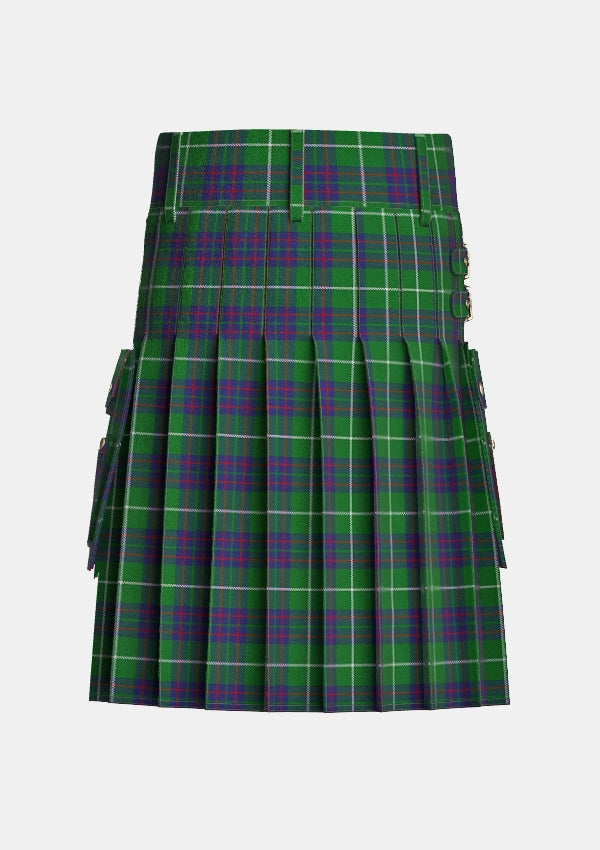 Utility_MacIntyre_Hunting_Tartan_743_kilt_back_image_with_pleated_design_and_adjustable_buckles_for_men