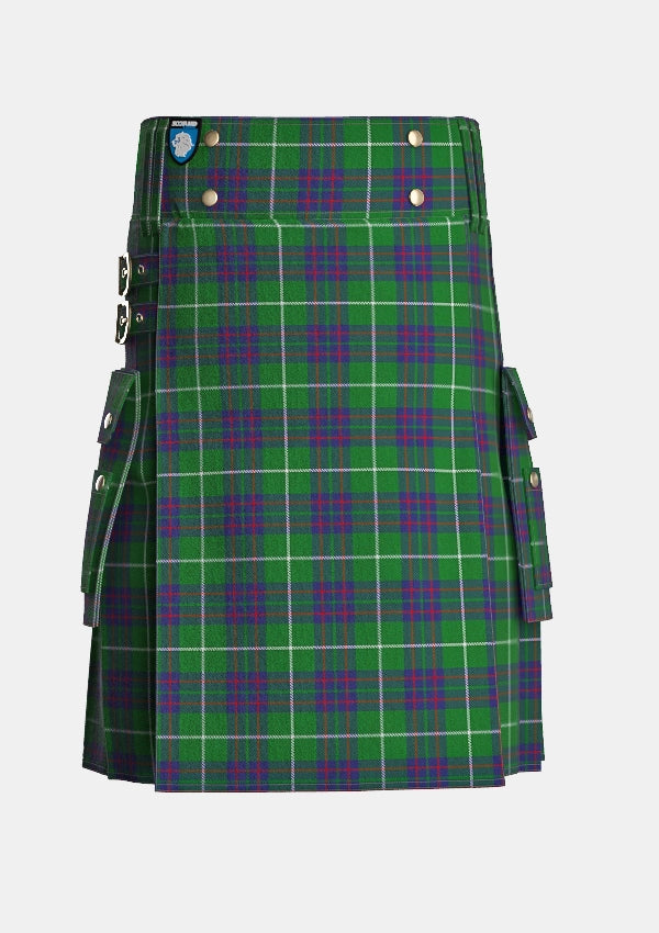 Utility_MacIntyre_Hunting_Tartan_743_kilt_front_image_with_pleated_design_and_adjustable_buckles_for_men