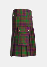 Utility_MacIntyre_and_Glenorchy_Tartan_3395_kilt_left_image_with_pleated_design_and_adjustable_buckles_for_men