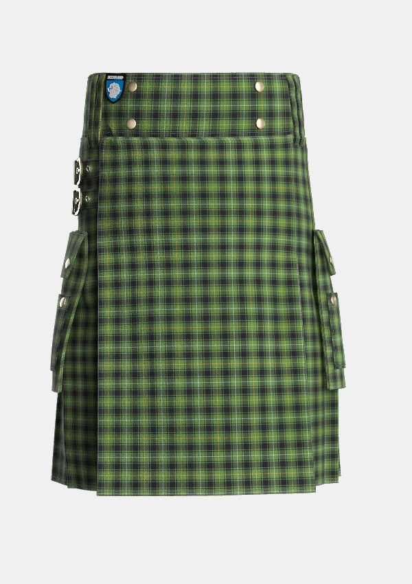 Utility_MacIver_Hunting_Tartan_2697_kilt_front_image_with_pleated_design_and_adjustable_buckles_for_men