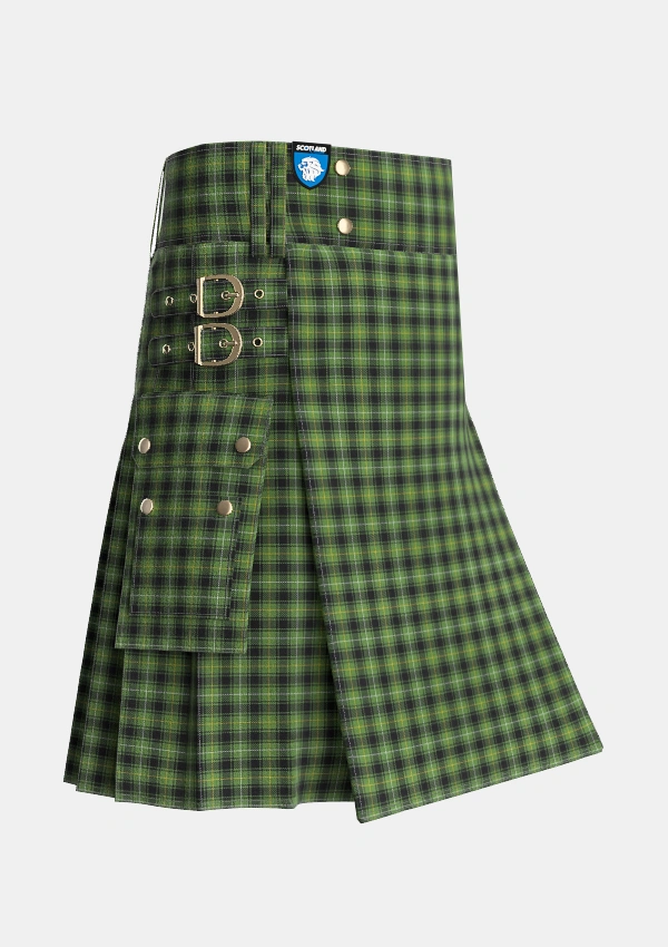Utility_MacIver_Hunting_Tartan_2697_kilt_side_image_with_pleated_design_and_adjustable_buckles_for_men