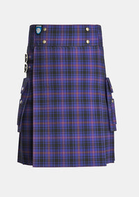 Utility_MacIver_of_Strome_Tartan_5810_kilt_front_image_with_pleated_design_and_adjustable_buckles_for_men