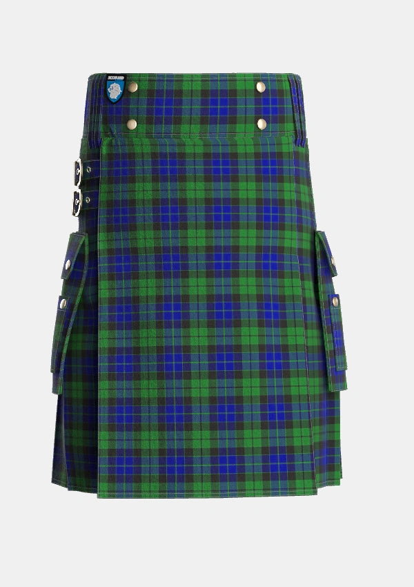 Utility_MacKay_1_Tartan_703_kilt_front_image_with_pleated_design_and_adjustable_buckles_for_men