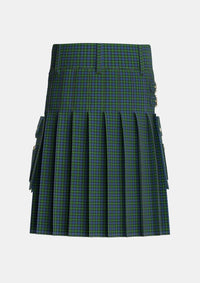 Utility_MacKay_Yellow_stripe_Tartan_718_kilt_back_image_with_pleated_design_and_adjustable_buckles_for_men