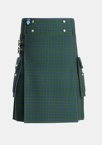 Utility_MacKay_Yellow_stripe_Tartan_718_kilt_front_image_with_pleated_design_and_adjustable_buckles_for_men