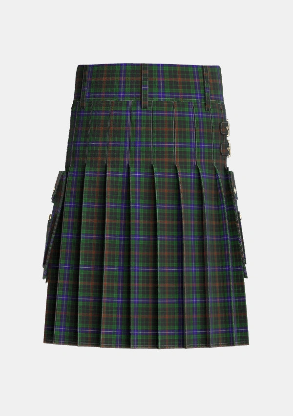 Utility_MacKean_Hunting_Tartan_985_kilt_back_image_with_pleated_design_and_adjustable_buckles_for_men