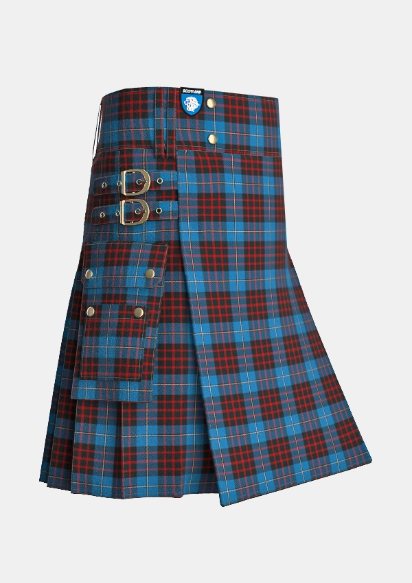 Utility_MacKean_Tartan_1442_kilt_side_image_with_pleated_design_and_adjustable_buckles_for_men