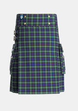 Utility_MacKenzie_Hunting_Green_Tartan_5906_kilt_front_image_with_pleated_design_and_adjustable_buckles_for_men