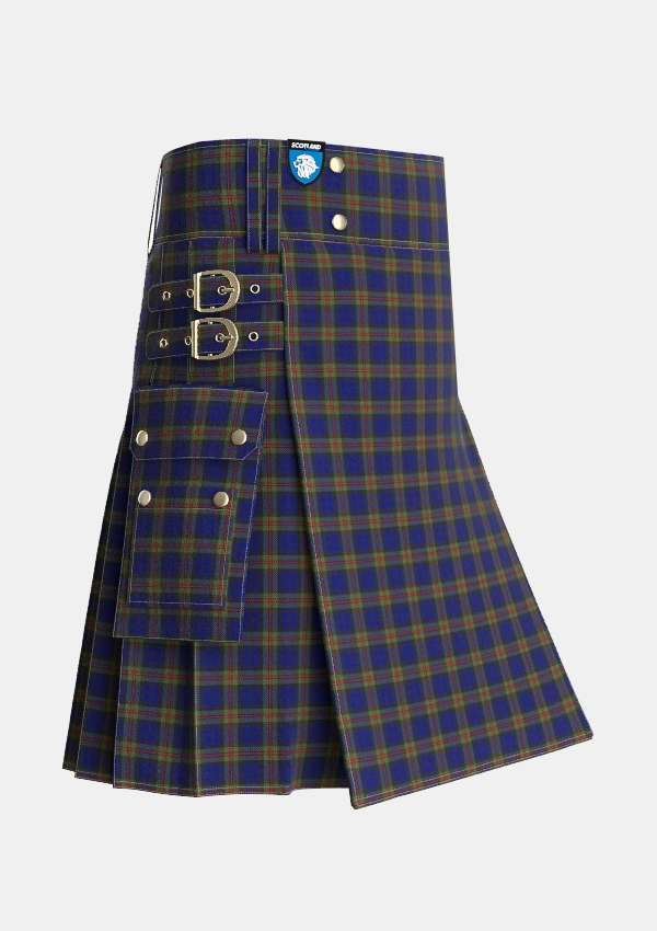 Utility_MacKinlay_2_Tartan_218_kilt_side_image_with_pleated_design_and_adjustable_buckles_for_men