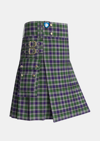 Utility_MacKinlay_Dress_Tartan_4564_kilt_side_image_with_pleated_design_and_adjustable_buckles_for_men
