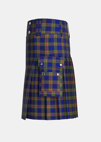 Utility_MacKinlay_Tartan_218_kilt_left_image_with_pleated_design_and_adjustable_buckles_for_men