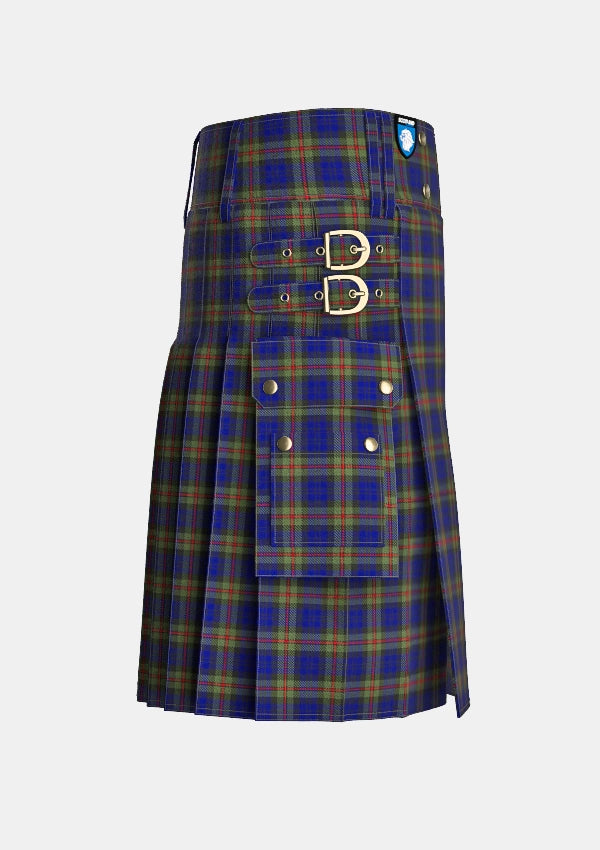 Utility_MacKinlay_Tartan_218_kilt_right_image_with_pleated_design_and_adjustable_buckles_for_men