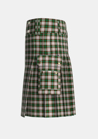 Utility_MacKinnon_Dress_Tartan_921_kilt_left_image_with_pleated_design_and_adjustable_buckles_for_men