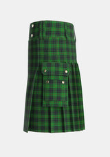 Utility_MacKinross_Tartan_7125_kilt_left_image_with_pleated_design_and_adjustable_buckles_for_men