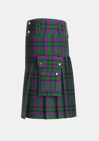 Utility_MacLachlan_Hunting_Tartan_775_kilt_left_image_with_pleated_design_and_adjustable_buckles_for_men