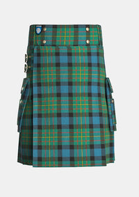 Utility_MacLaren_Ancient_Tartan_kilt_front_image_with_pleated_design_and_adjustable_buckles_for_men