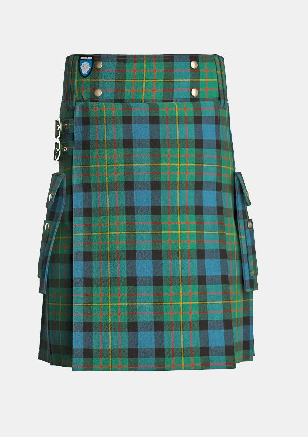 Utility_MacLaren_Ancient_Tartan_kilt_front_image_with_pleated_design_and_adjustable_buckles_for_men
