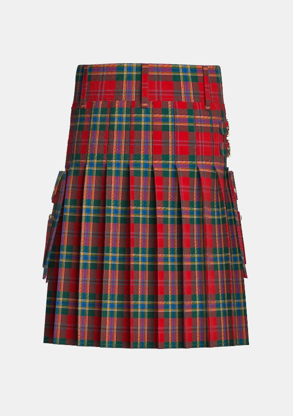 Utility_MacLean_of_Duart_Modern_Tartan_kilt_back_image_with_pleated_design_and_adjustable_buckles_for_men