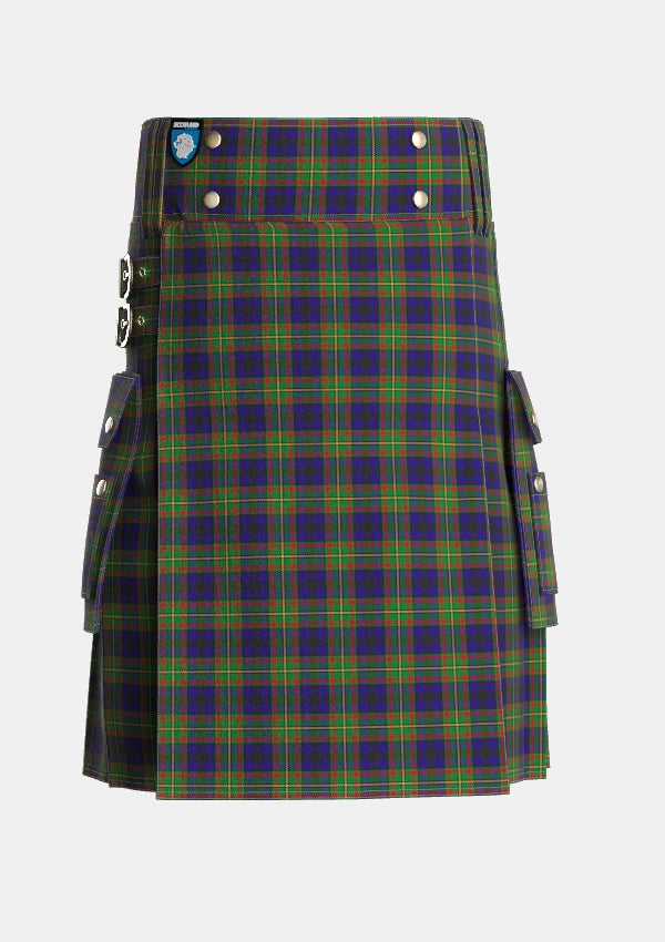 Utility_MacLeish_Tartan_5689_kilt_front_image_with_pleated_design_and_adjustable_buckles_for_men