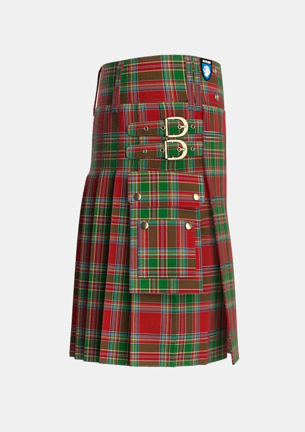 Utility_MacLeod_of_Gesto_1_Tartan_1258_kilt_right_image_with_pleated_design_and_adjustable_buckles_for_men