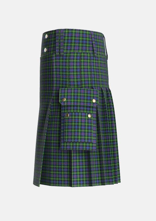 Utility_MacLeod_of_Gesto_2_Tartan_280_kilt_left_image_with_pleated_design_and_adjustable_buckles_for_men
