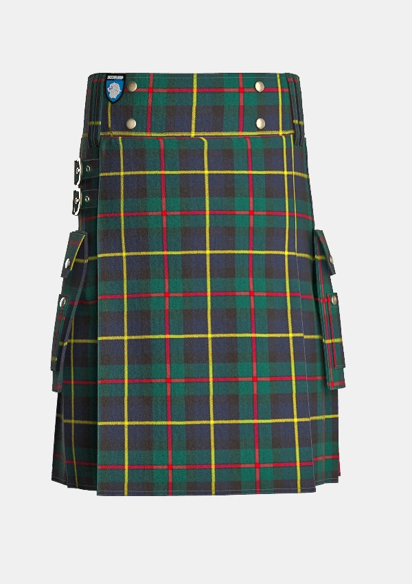 Utility_MacLeod_of_Harris_Tartan_kilt_front_image_with_pleated_design_and_adjustable_buckles_for_men