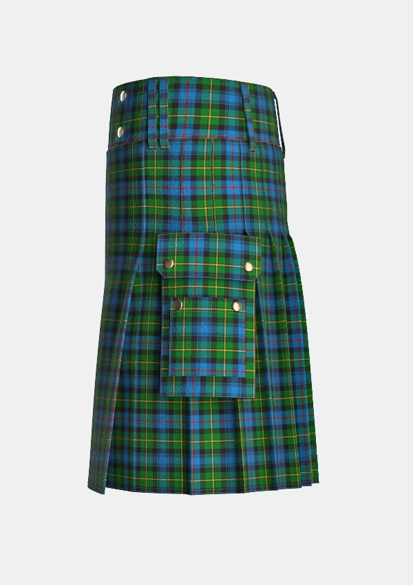 Utility_MacLeod_of_Skye_Tartan_263_kilt_left_image_with_pleated_design_and_adjustable_buckles_for_men