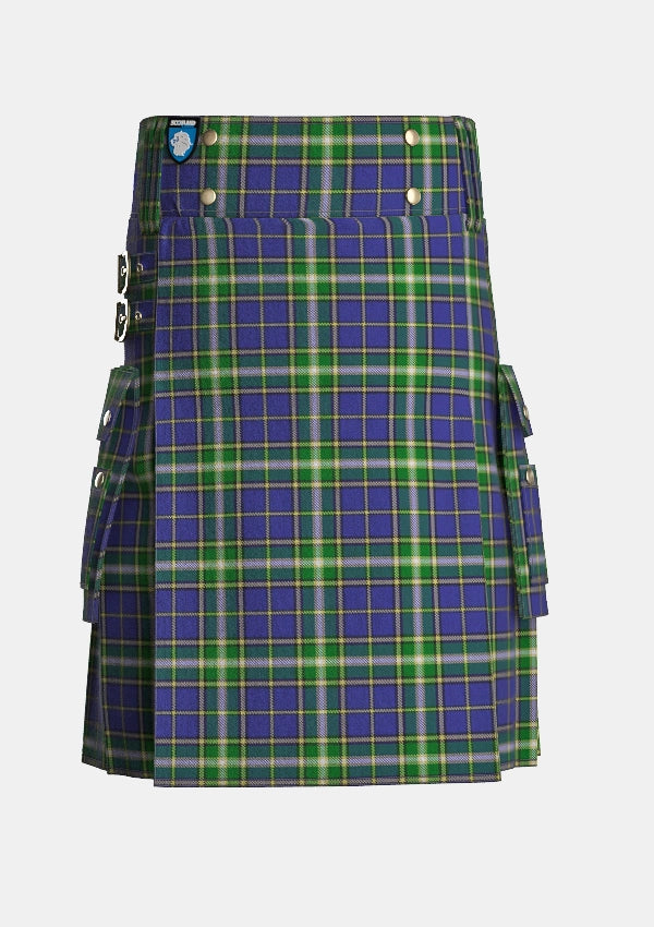 Utility_MacManus_Tartan_6753_kilt_front_image_with_pleated_design_and_adjustable_buckles_for_men