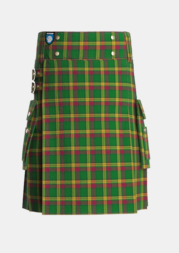 Utility_MacMillan_Anc_Clans_Originaux_Tartan_6302_kilt_front_image_with_pleated_design_and_adjustable_buckles_for_men