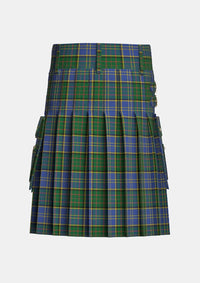 Utility_MacMillan_Hunting_Tartan_667_kilt_back_image_with_pleated_design_and_adjustable_buckles_for_men