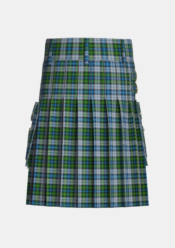 Utility_MacNeil_Dress_Tartan_1974_kilt_back_image_with_pleated_design_and_adjustable_buckles_for_men