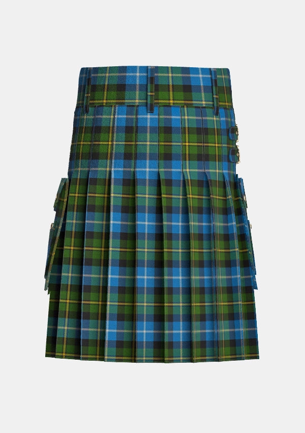 Utility_MacNeil_of_Barra_Tartan_1767_kilt_back_image_with_pleated_design_and_adjustable_buckles_for_men
