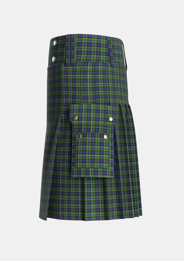 Utility_MacNeil_of_Colonsay_1_Tartan_196_kilt_left_image_with_pleated_design_and_adjustable_buckles_for_men
