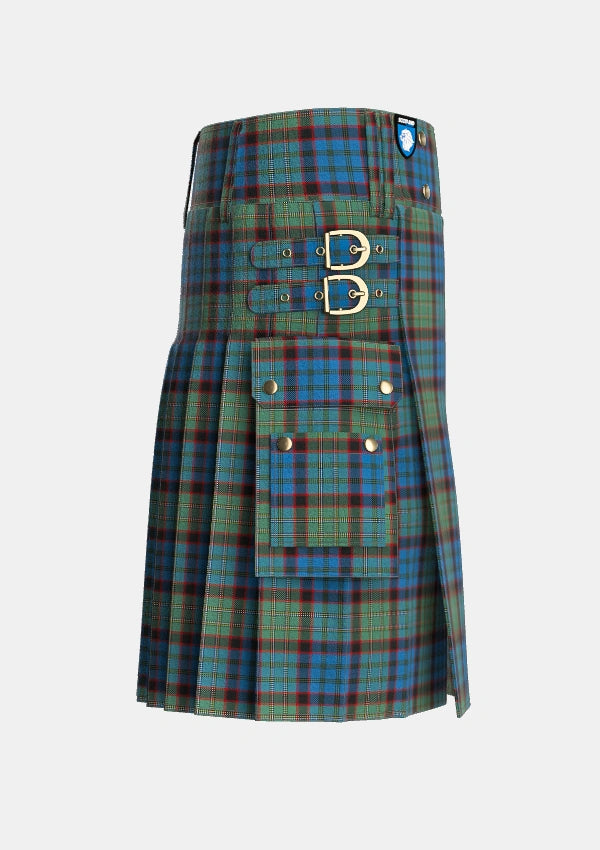 Utility_MacNicol_Hunting_Tartan_3503_kilt_right_image_with_pleated_design_and_adjustable_buckles_for_men