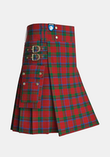 Utility_MacNicol_Tartan_498_kilt_side_image_with_pleated_design_and_adjustable_buckles_for_men