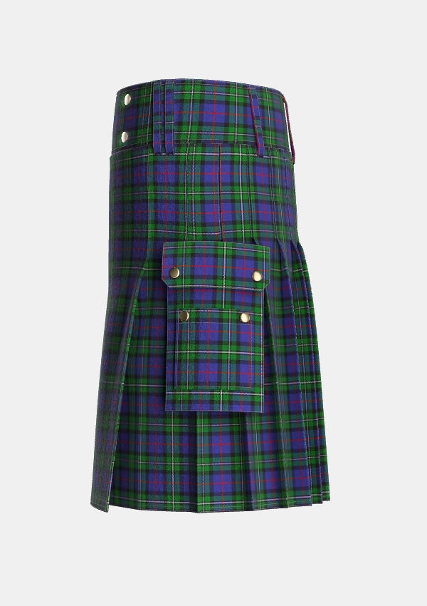 Utility_MacPhail_Hunting_Tartan_2158_kilt_left_image_with_pleated_design_and_adjustable_buckles_for_men