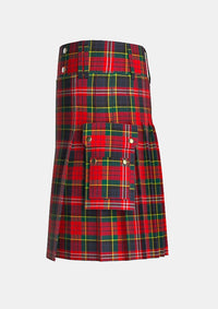 Utility_MacPherson_Clan_Modern_Tartan_kilt_left_image_with_pleated_design_and_adjustable_buckles_for_men