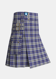 Utility_MacPherson_Dress_Blue_Dance_Tartan_1868_kilt_side_image_with_pleated_design_and_adjustable_buckles_for_men