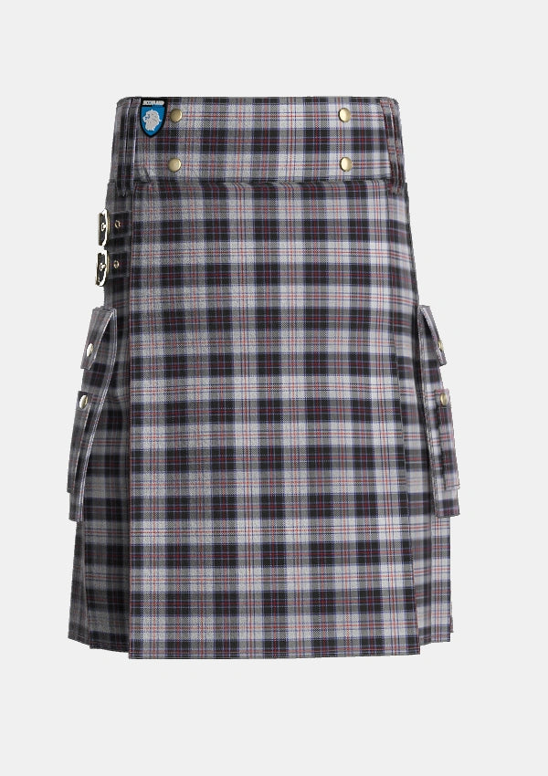 Utility_MacRae_Dress_Tartan_1564_kilt_front_image_with_pleated_design_and_adjustable_buckles_for_men