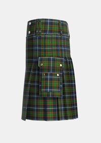 Utility_MacRae_Hunting_3_Tartan_803_kilt_left_image_with_pleated_design_and_adjustable_buckles_for_men
